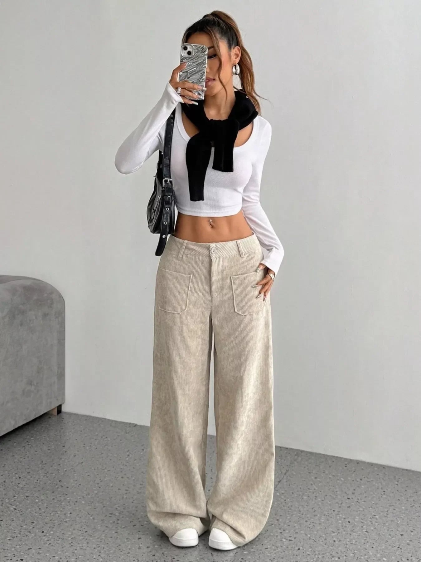 Wide Leg Corduroy Pants With Pockets And Relaxed Fit - Southern Shores Clothing