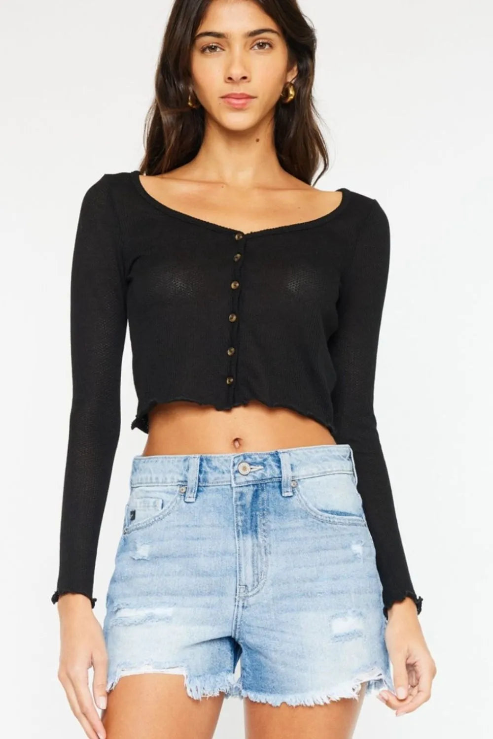 Southern Shores Women's High Waist Frayed Denim Shorts