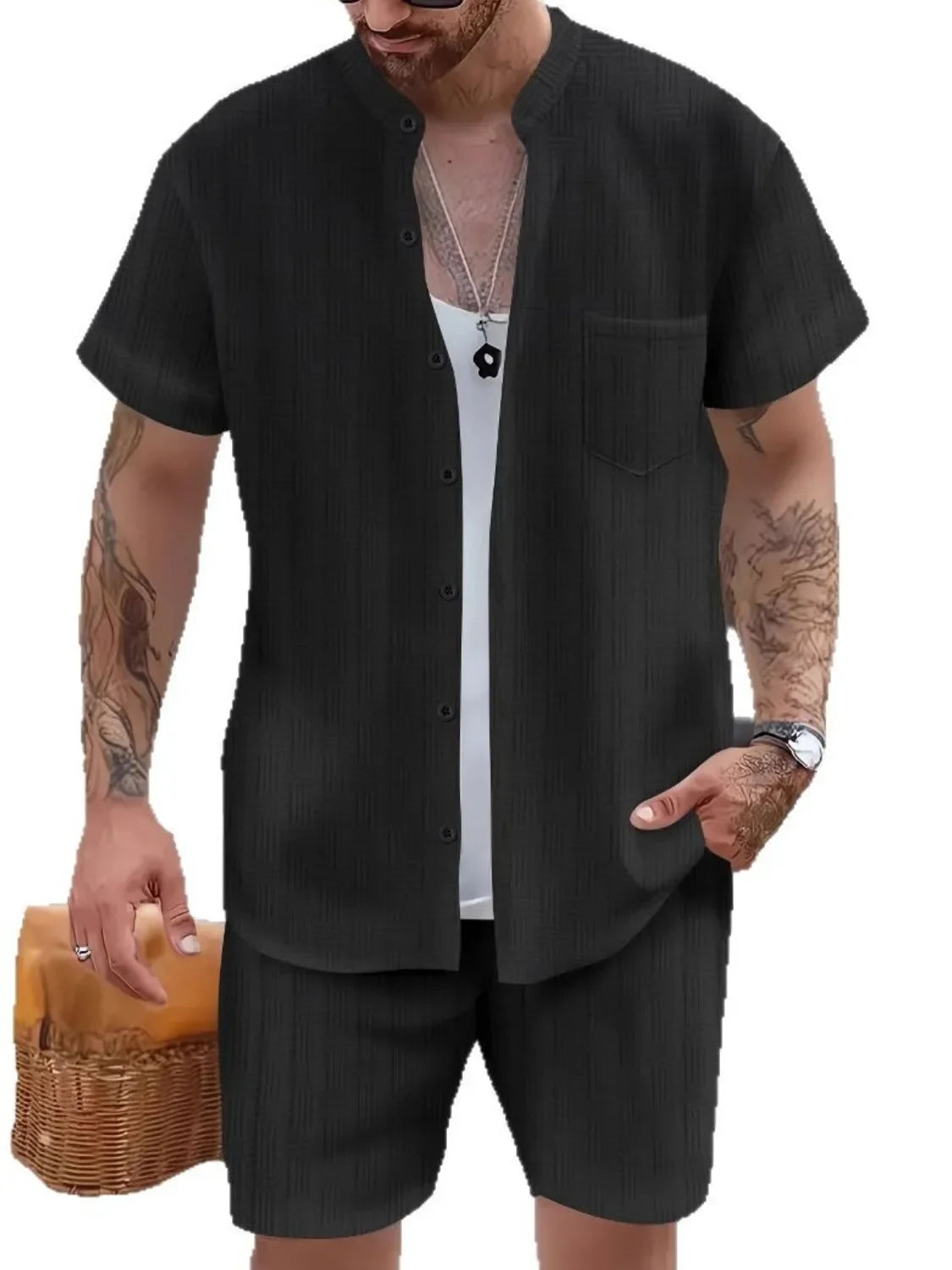 Men's Button Up Short Sleeve Shirt and Shorts Set - Southern Shores Clothing
