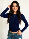 Round Neck Long Sleeve Fitted T-Shirt - Southern Shores Clothing
