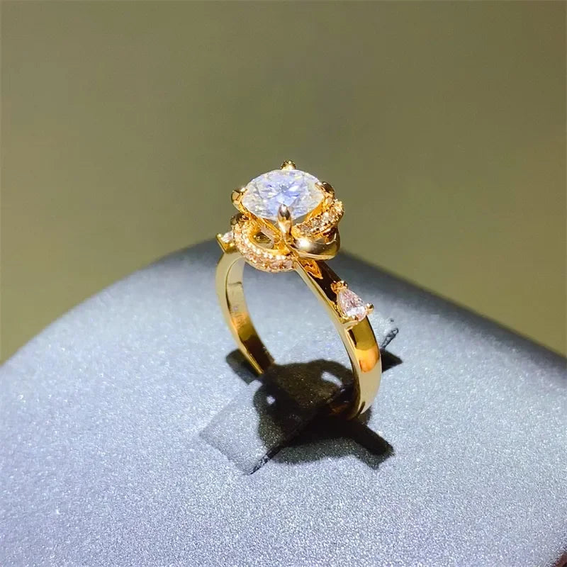 1 Carat Moissanite Zircon Halo Sterling Silver Ring - Southern Shores Clothing