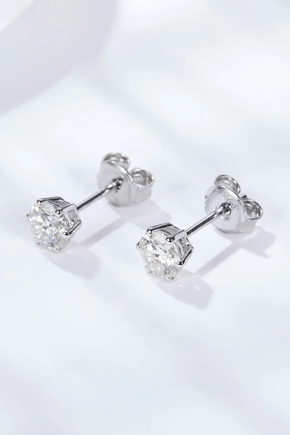 Minimalist Moissanite Stud Earrings In Sterling Silver - Southern Shores Clothing
