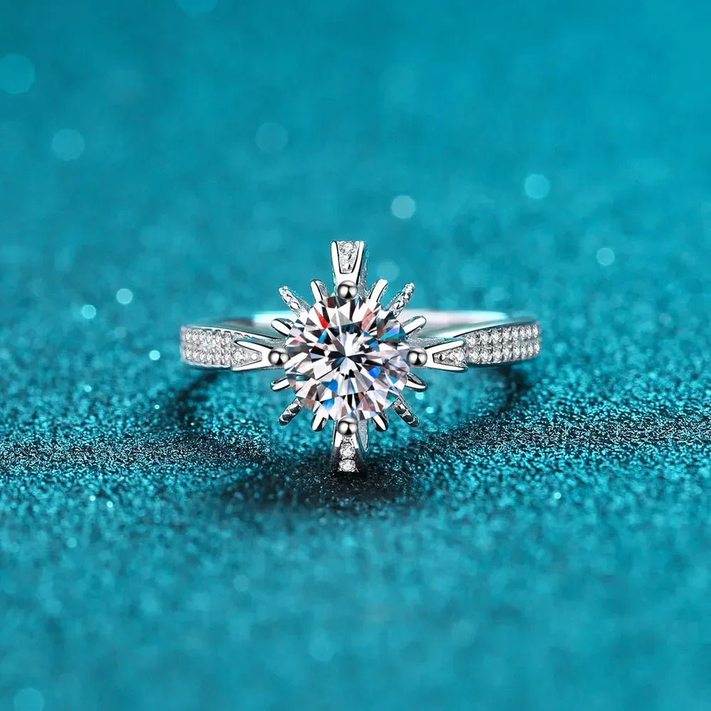 1 Carat Moissanite Sterling Silver Ring With Pave Detailing - Southern Shores Clothing