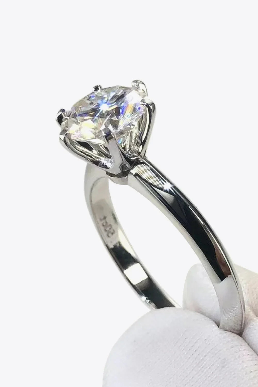 3-Carat Moissanite Six-Prong Sterling Silver Ring - Southern Shores Clothing