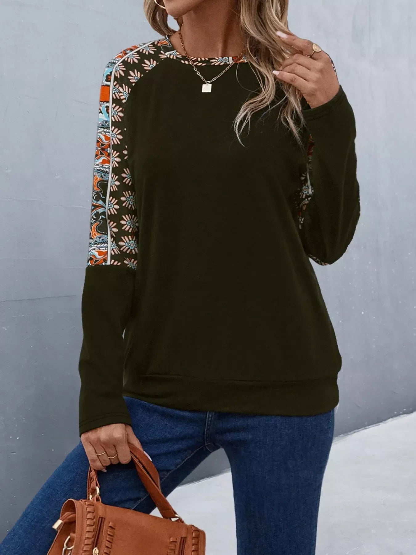 Printed Raglan Sleeve Round Neck T Shirt For Casual Wear - Southern Shores Clothing