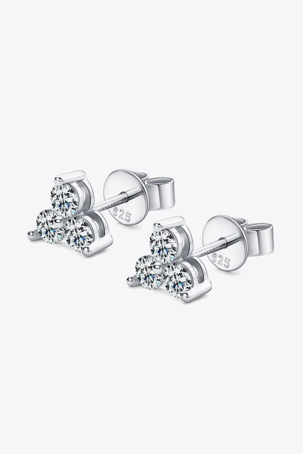 Minimalist Moissanite Sterling Silver Stud Earrings - Southern Shores Clothing