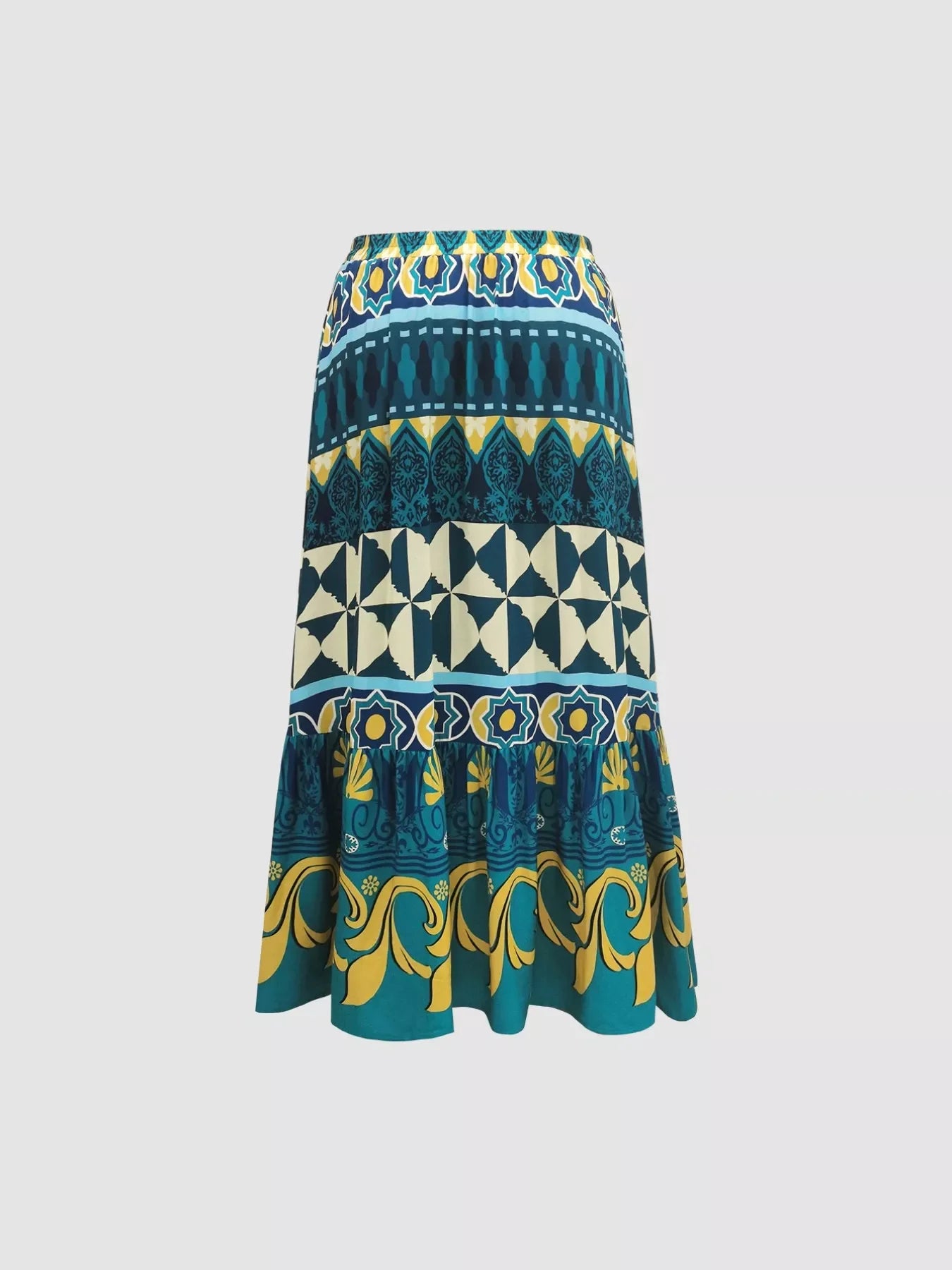 Plus Size Printed Flowy Maxi Skirt Soft Comfort - Southern Shores Clothing
