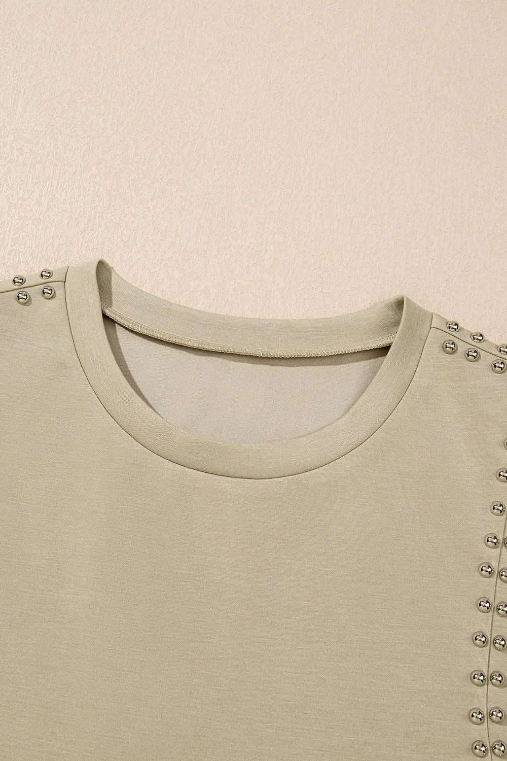 Studded Cap Sleeve Round Neck Stretch T Shirt With Shine - Southern Shores Clothing