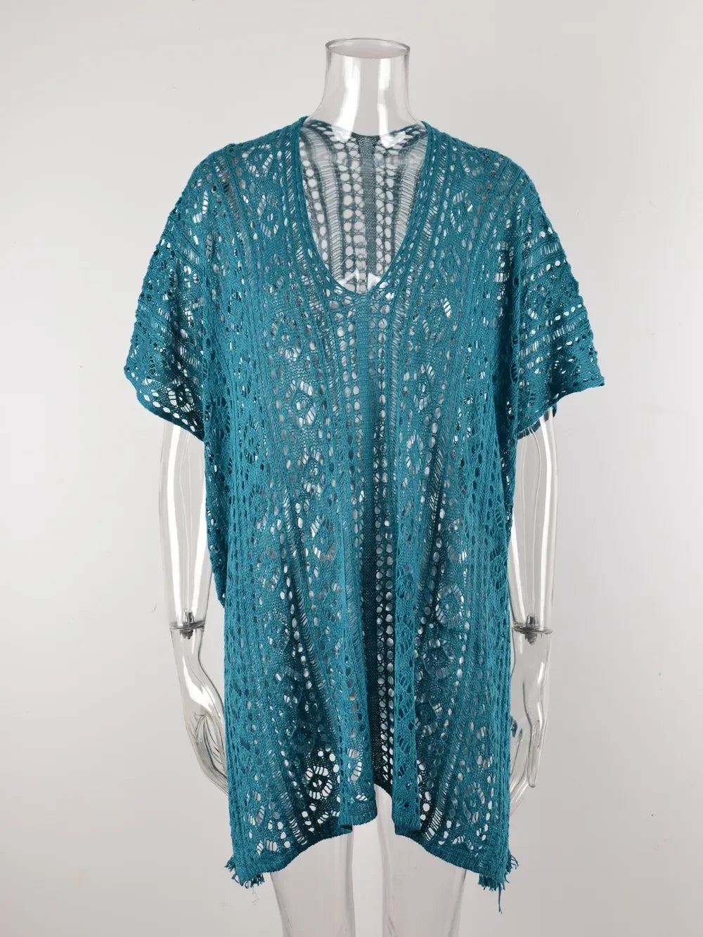Angel Wings Cutout V-Neck Cover-Up With Tassel - Southern Shores Clothing