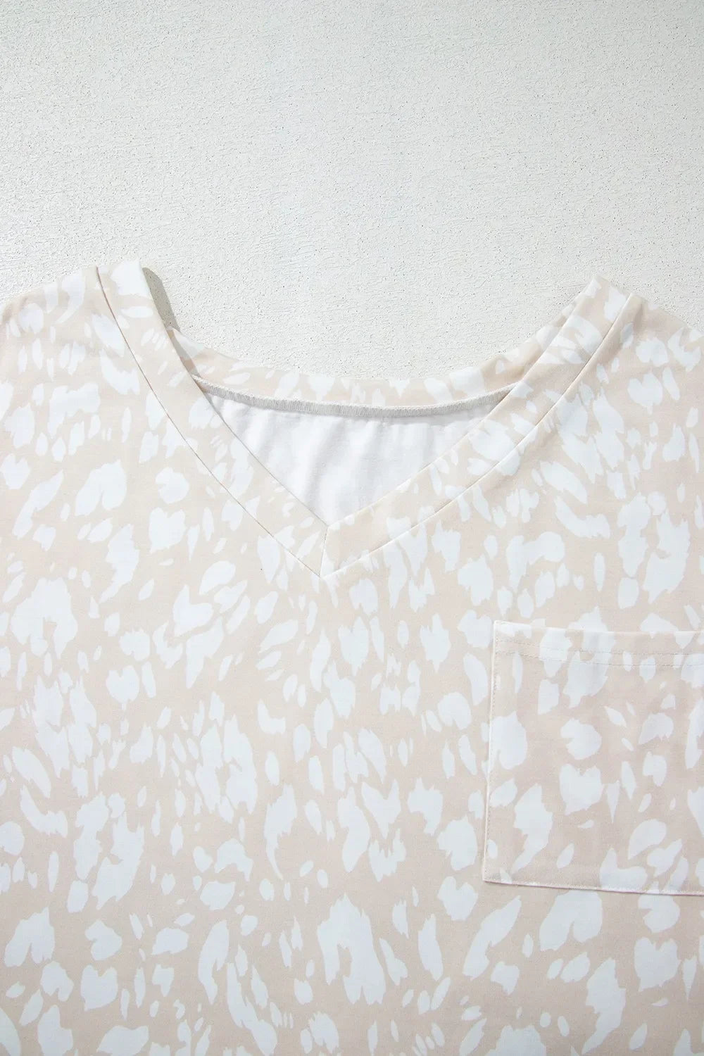 Leopard Print V-Neck Side Slit Loose Fit T Shirt - Southern Shores Clothing