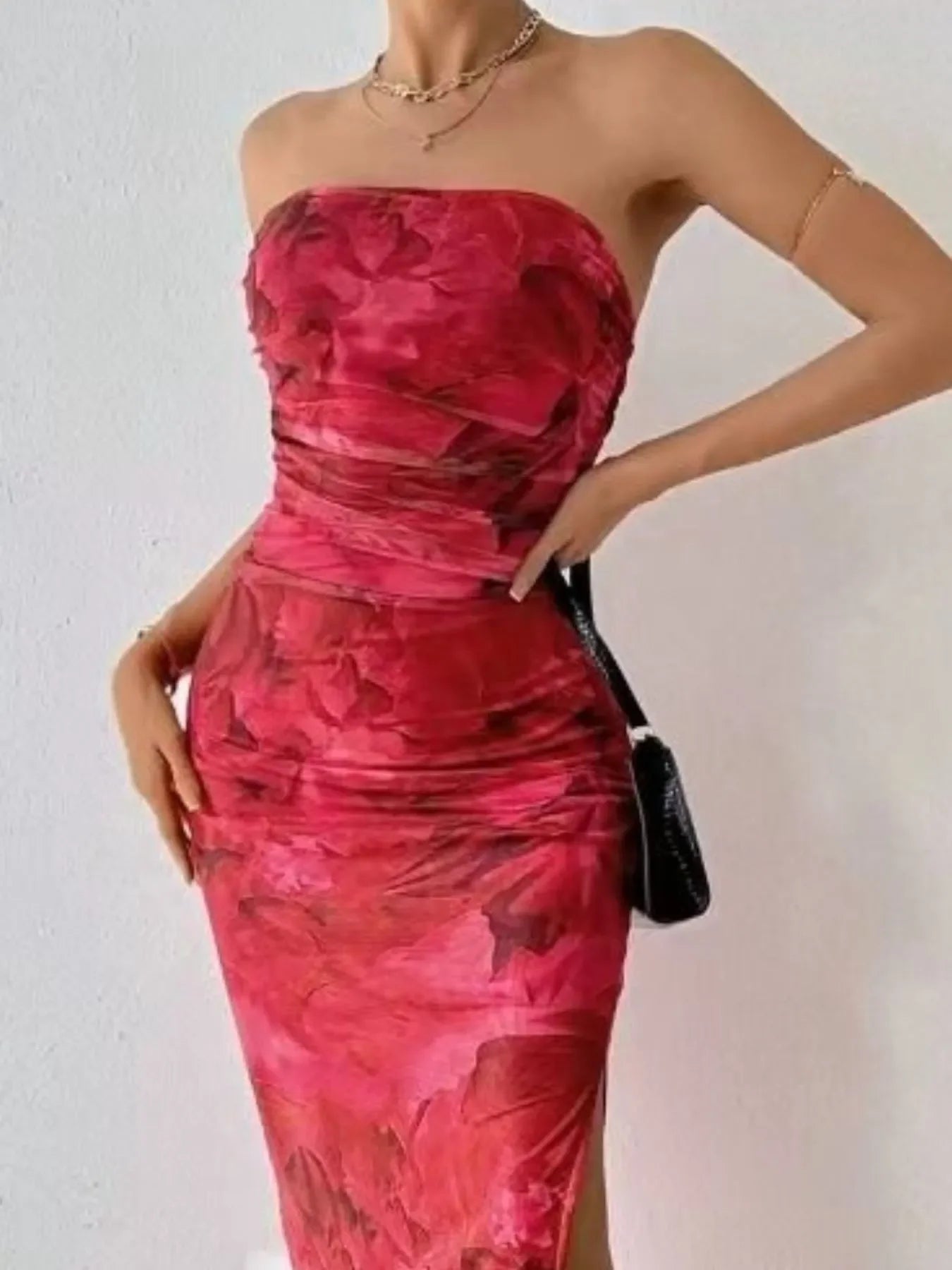 Printed Side Slit Tube Dress Coastal Style - Southern Shores Clothing