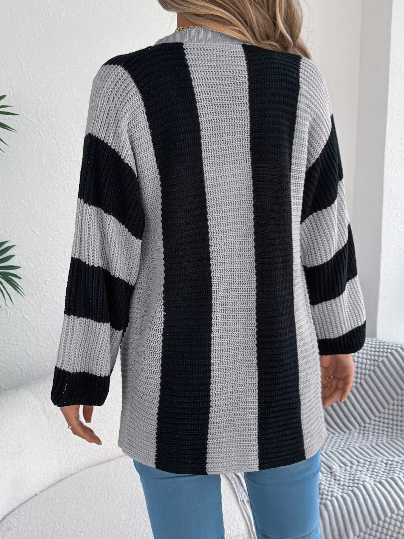 Block Pattern Button-Up Cardigan With Slight Stretch - Southern Shores Clothing