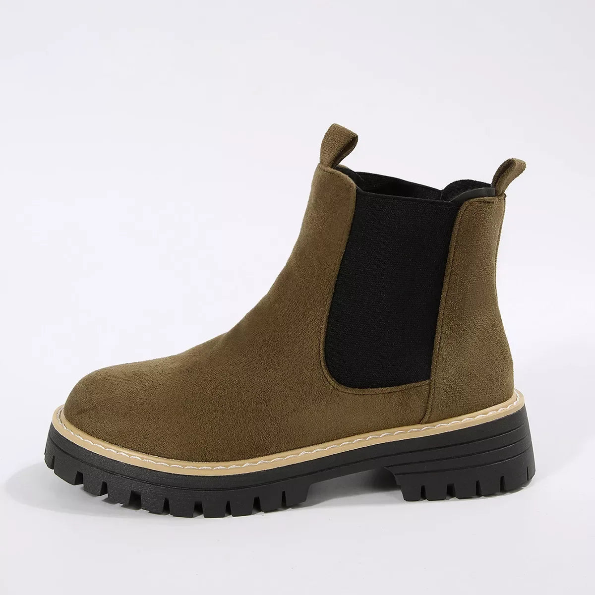 Round Toe Block Heel Boots Suede And Rubber - Southern Shores Clothing