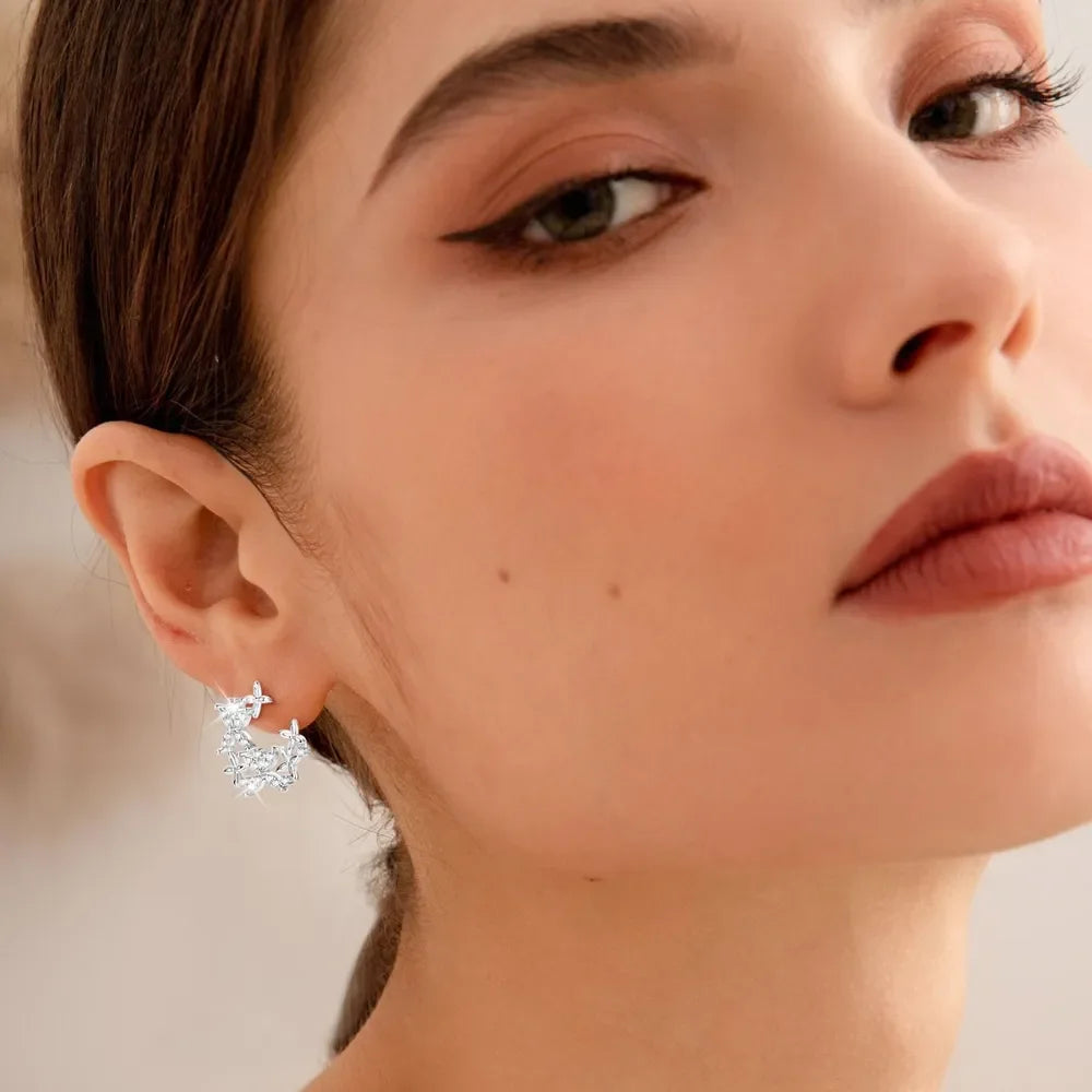 Sterling Silver Moissanite Clover Earrings - Southern Shores Clothing