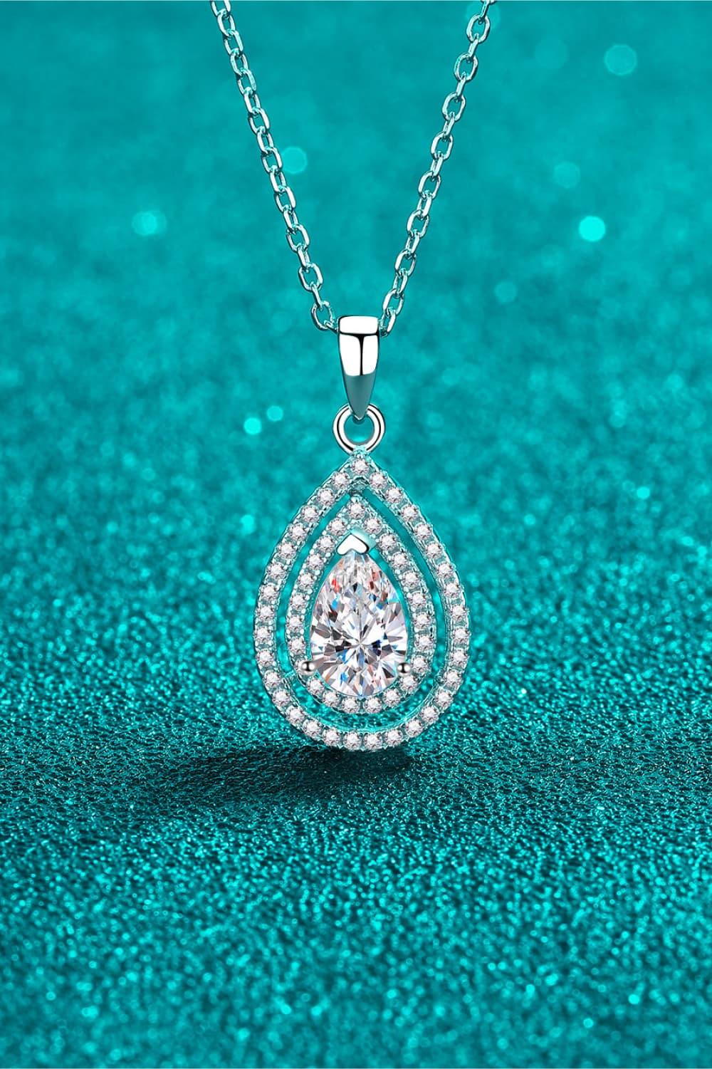 Moissanite Teardrop Pendant Necklace In Sterling Silver - Southern Shores Clothing