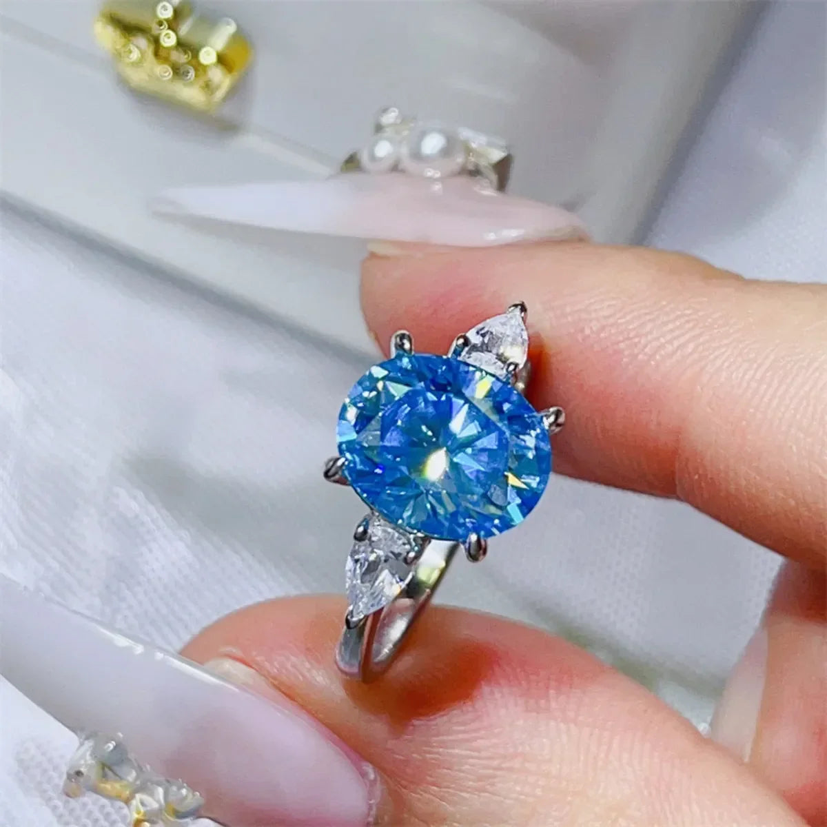 3 Carat Moissanite Sterling Silver Ring With Zircons - Southern Shores Clothing