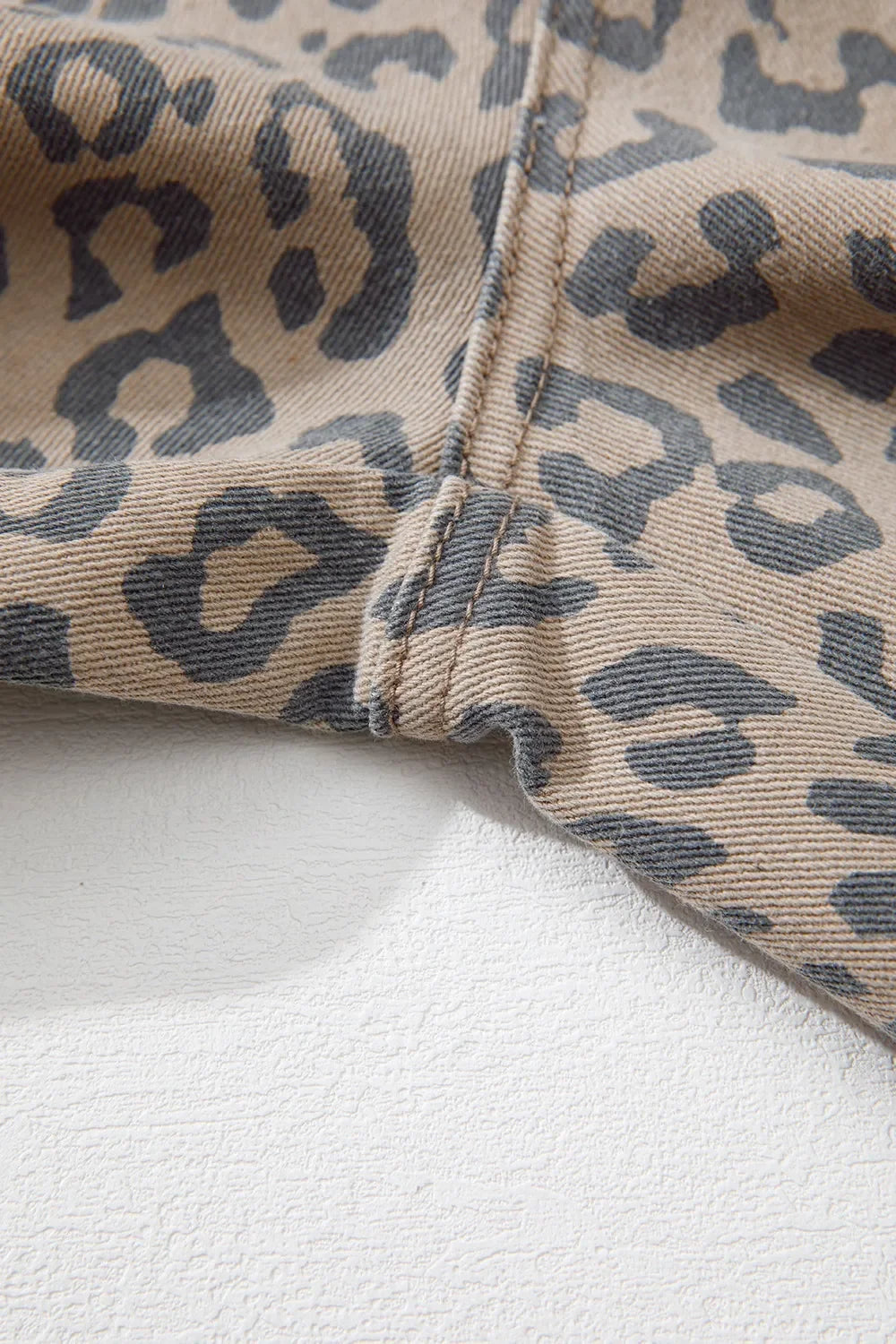 Leopard Printed Drawstring Waist Pocketed Wide Leg Jeans - Southern Shores Clothing