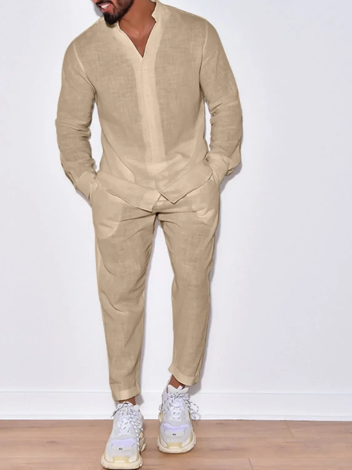 Men's Button Up Long Sleeve Top and Pants Set - Southern Shores Clothing