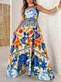 Plus Size Floral Print Spaghetti Strap Maxi Dress - Southern Shores Clothing