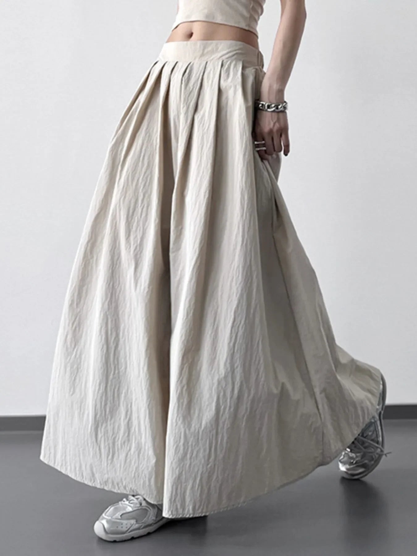 Elegant Pleated Maxi Skirt With Ruched Design - Southern Shores Clothing