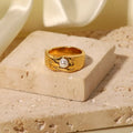 18K-Plated Pearl Ring With Synthetic Pearl And Stainless Steel - Southern Shores Clothing