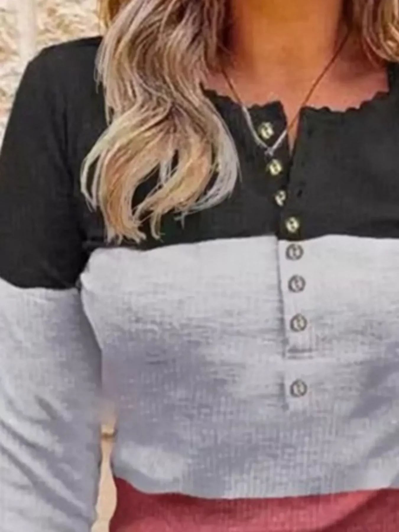 Block Lace Detail Half Button Knit Shirt - Southern Shores Clothing