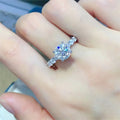 2 Carat Moissanite Sterling Silver Ring Platinum Plated - Southern Shores Clothing