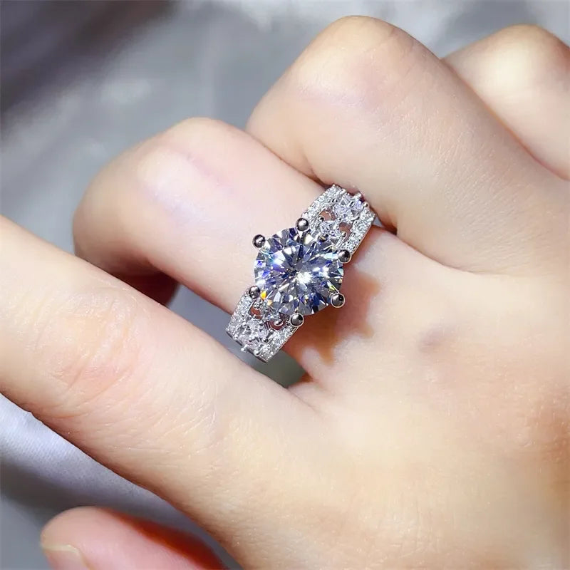 3 Carat Platinum-Plated Sterling Silver Moissanite Ring - Southern Shores Clothing