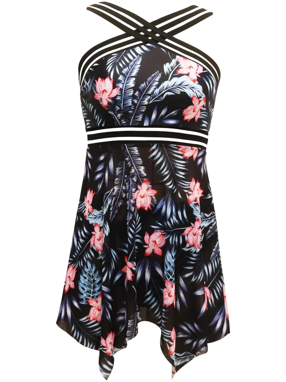 Crisscross Cutout Printed Two-Piece Swim Set With Removable Pads - Southern Shores Clothing