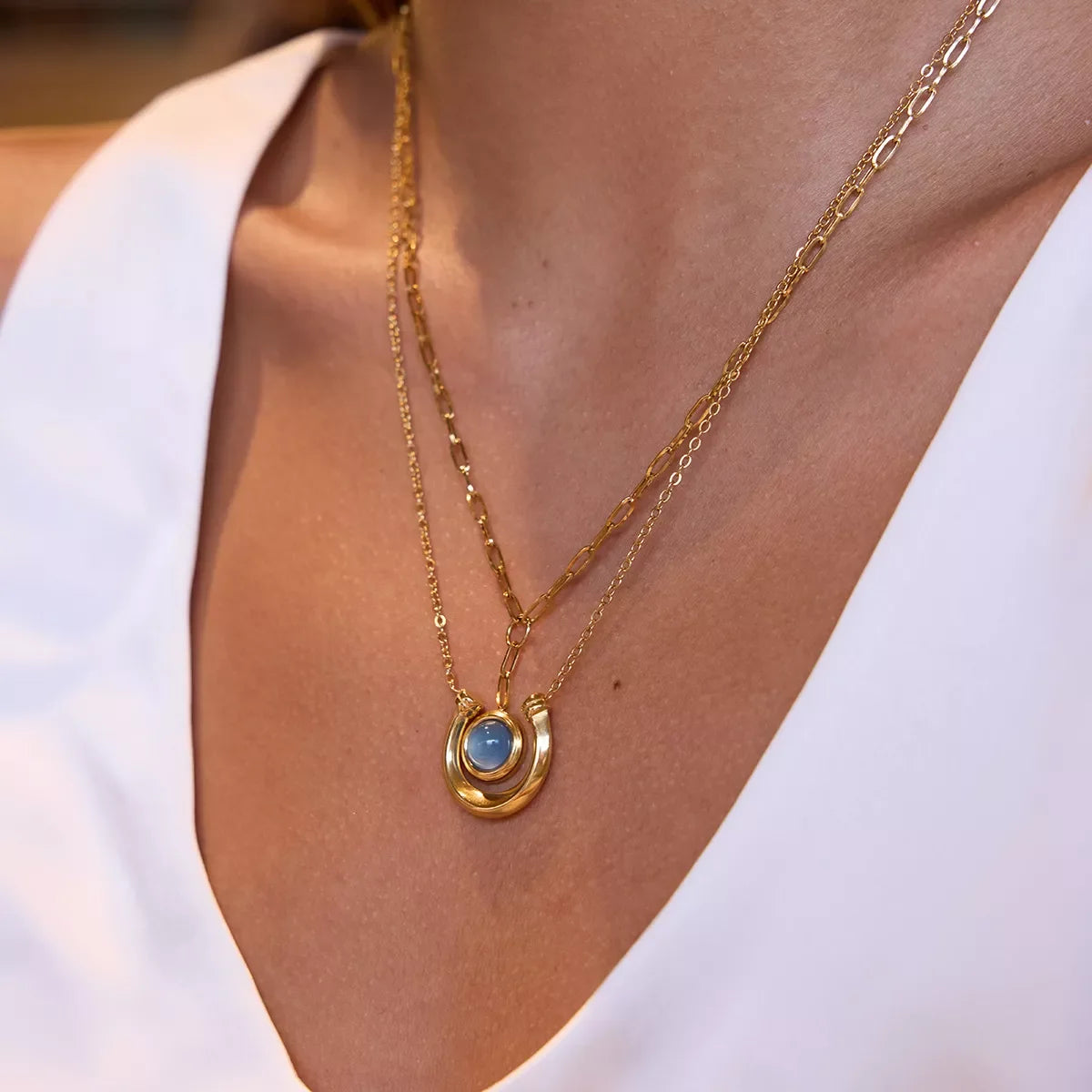 Two-Piece Pendant Necklace In 18K Gold-Plated Finish - Southern Shores Clothing