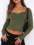 Long Sleeve Sweetheart Neck Crop T-Shirt - Southern Shores Clothing