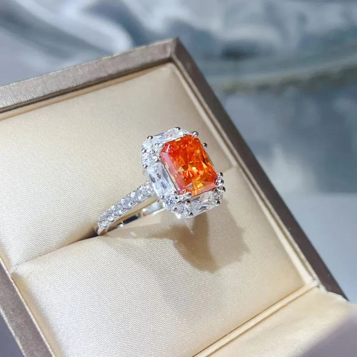 3 Carat Moissanite Halo Ring In Sterling Silver Prong Setting - Southern Shores Clothing