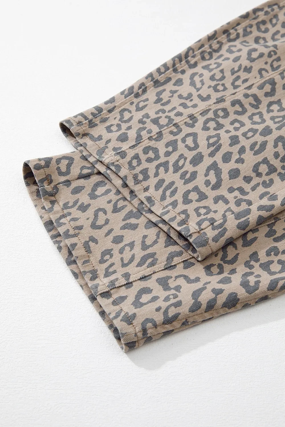 Leopard Printed Drawstring Waist Pocketed Wide Leg Jeans - Southern Shores Clothing