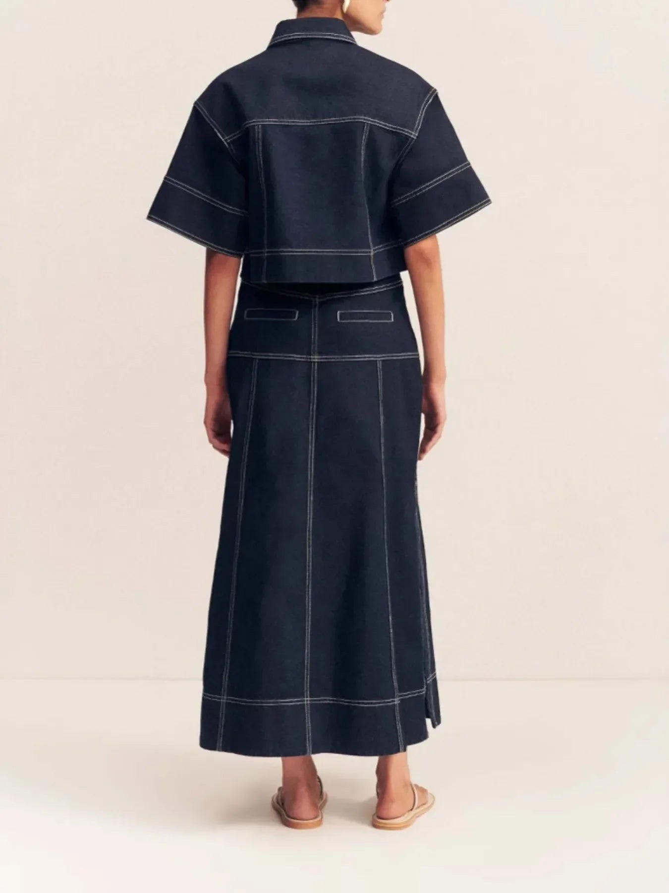 High-Waist Denim Maxi Skirt With Side Slit - Southern Shores Clothing