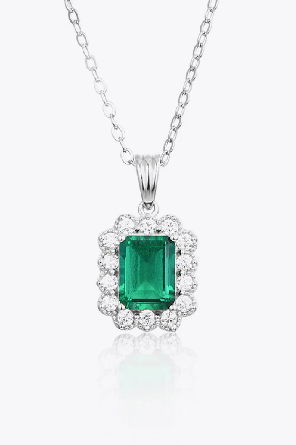 1.5 Carat Lab-Grown Emerald Sterling Silver Necklace
