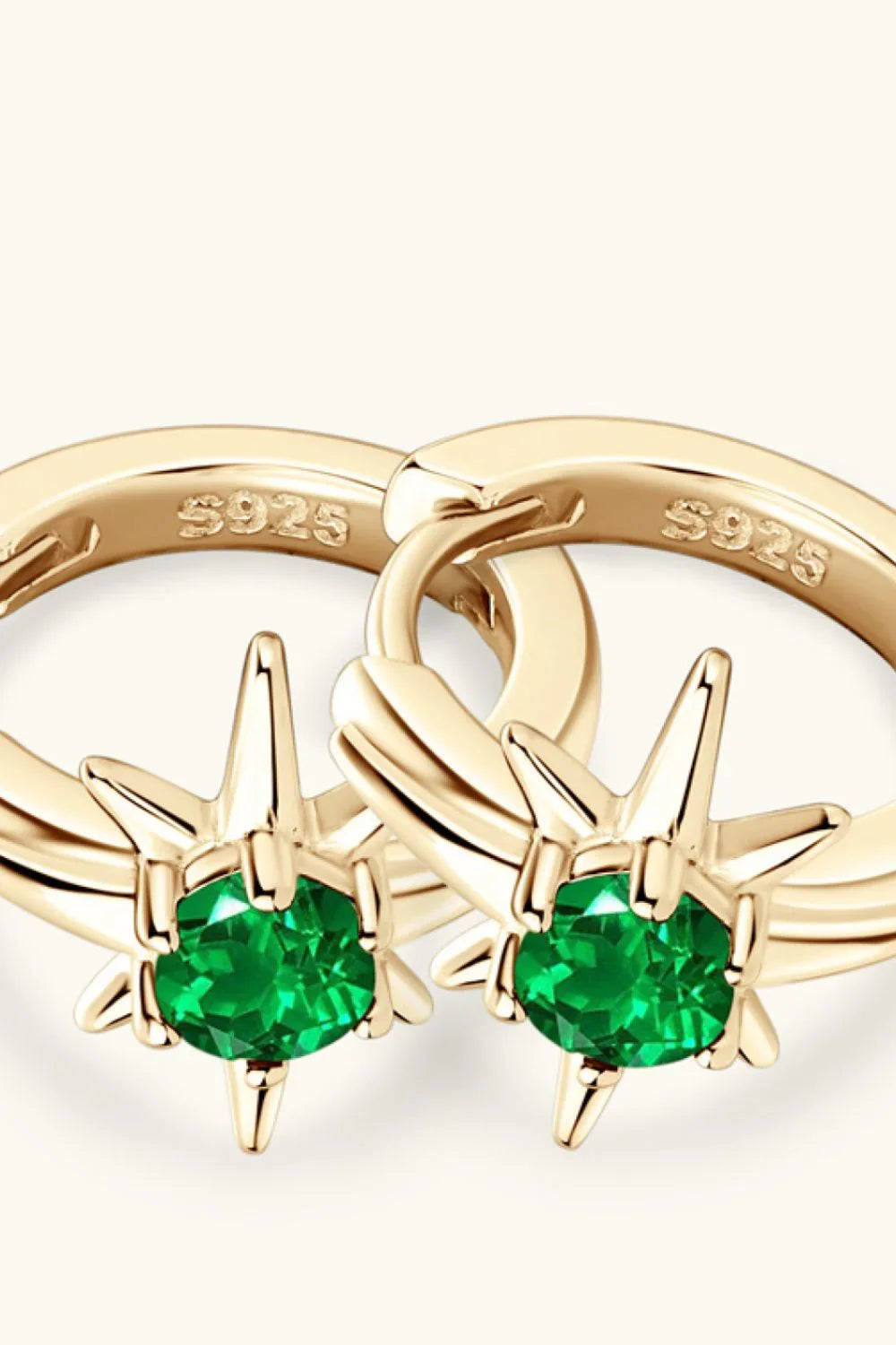 Lab-Grown Emerald Sterling Silver Huggie Earrings - Southern Shores Clothing
