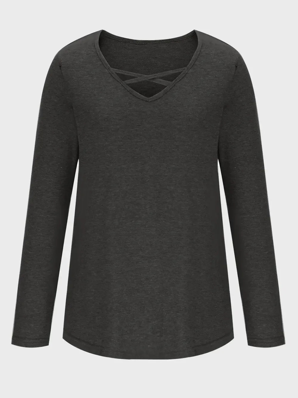 Crisscross V-Neck Long Sleeve T-Shirt - Southern Shores Clothing