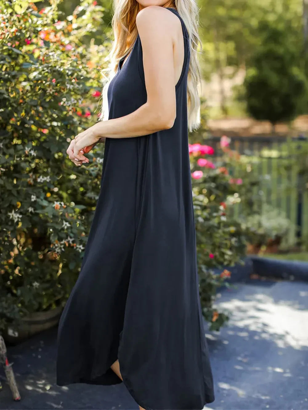 Casual Coastal V Neck Midi Tank Dress Everyday - Southern Shores Clothing