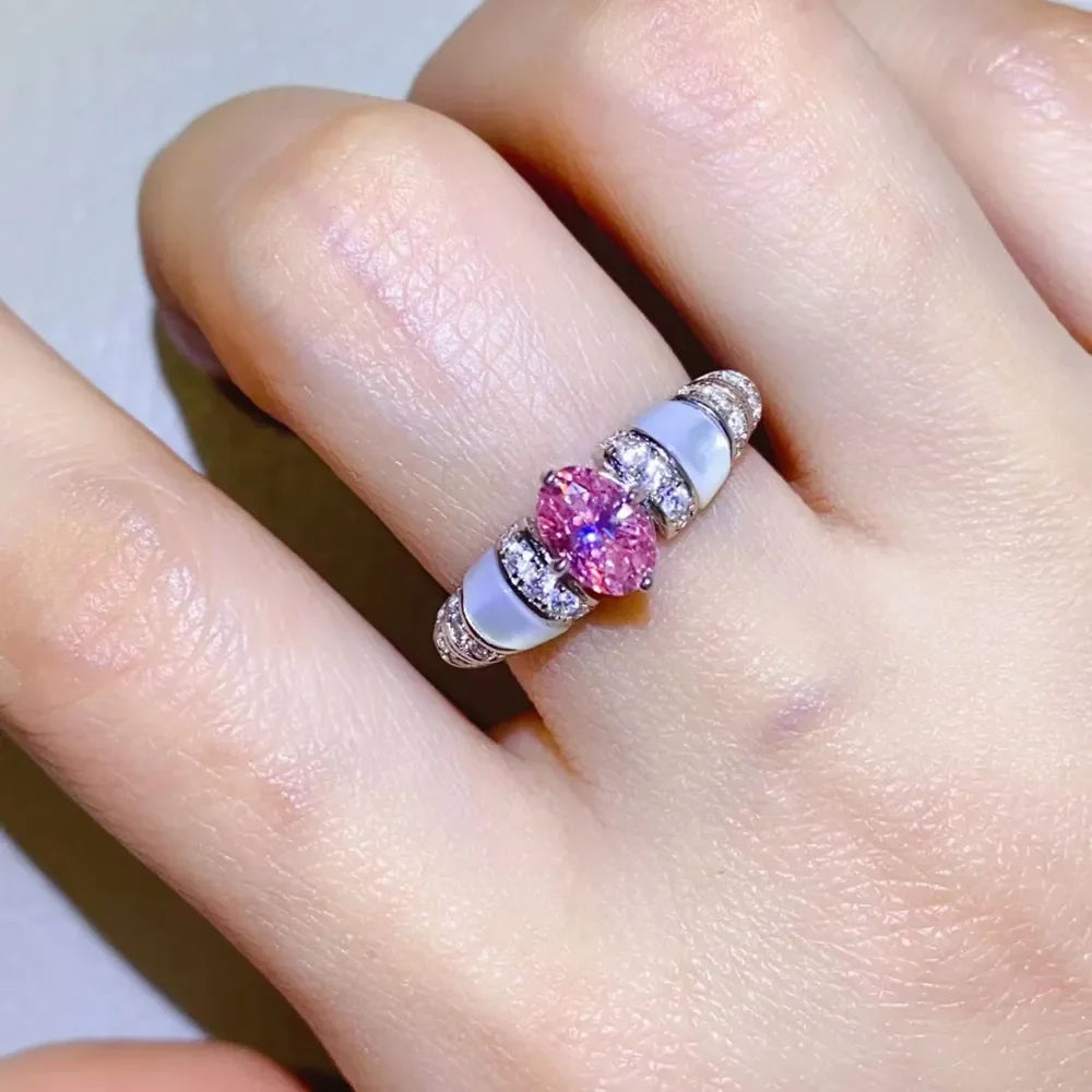1 Carat Moissanite Sterling Silver Ring With Zircon Accents - Southern Shores Clothing