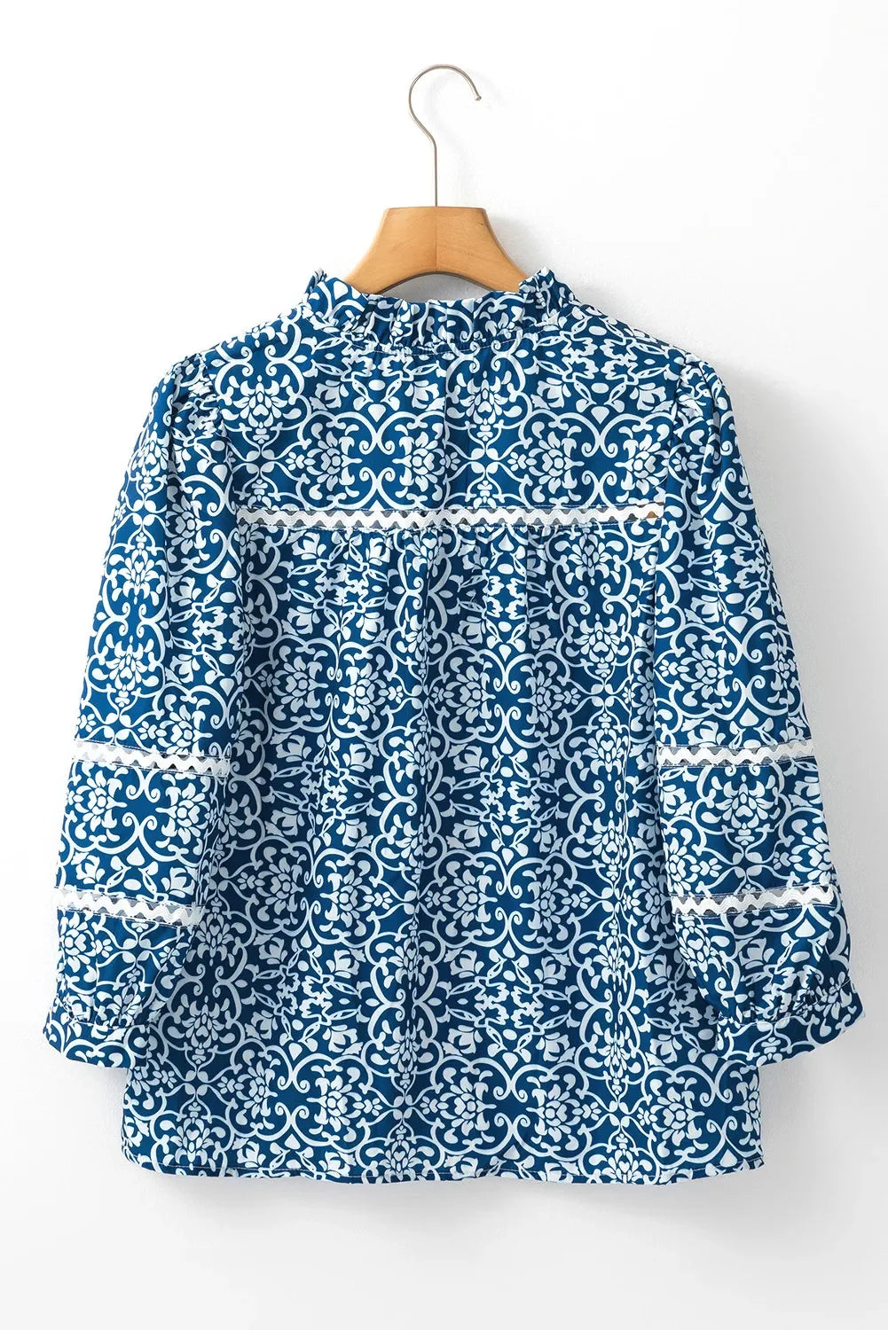 Printed Mock Neck Long Sleeve Blouse With Print - Southern Shores Clothing