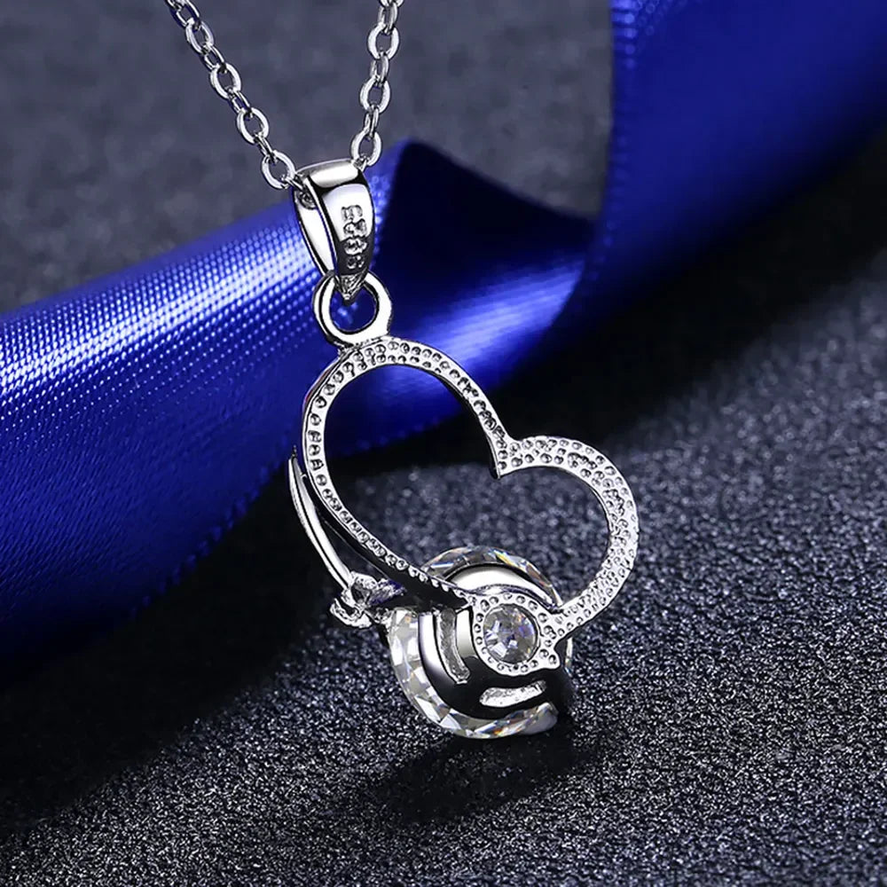 Moissanite Heart Pendant Necklace Sterling Silver - Southern Shores Clothing