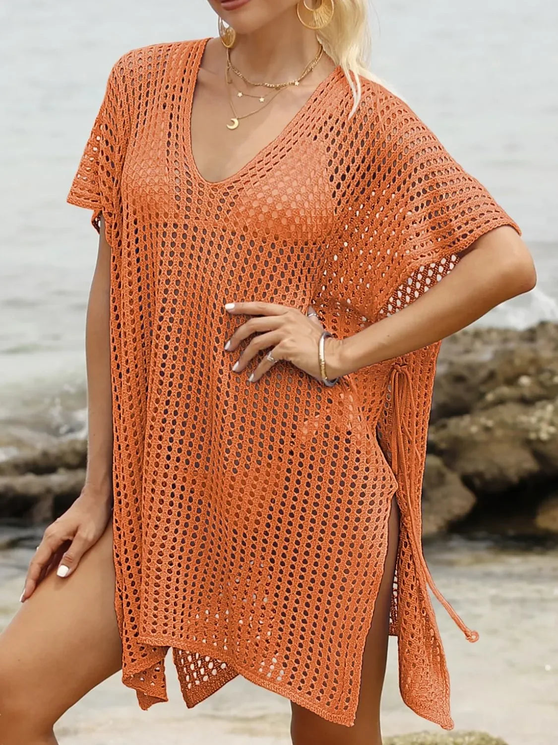 V-Neck Side Tied Swimwear Cover-Up One Size - Southern Shores Clothing