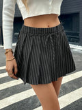 Striped Pleated Tied-Waist Skirt Lightweight - Southern Shores Clothing