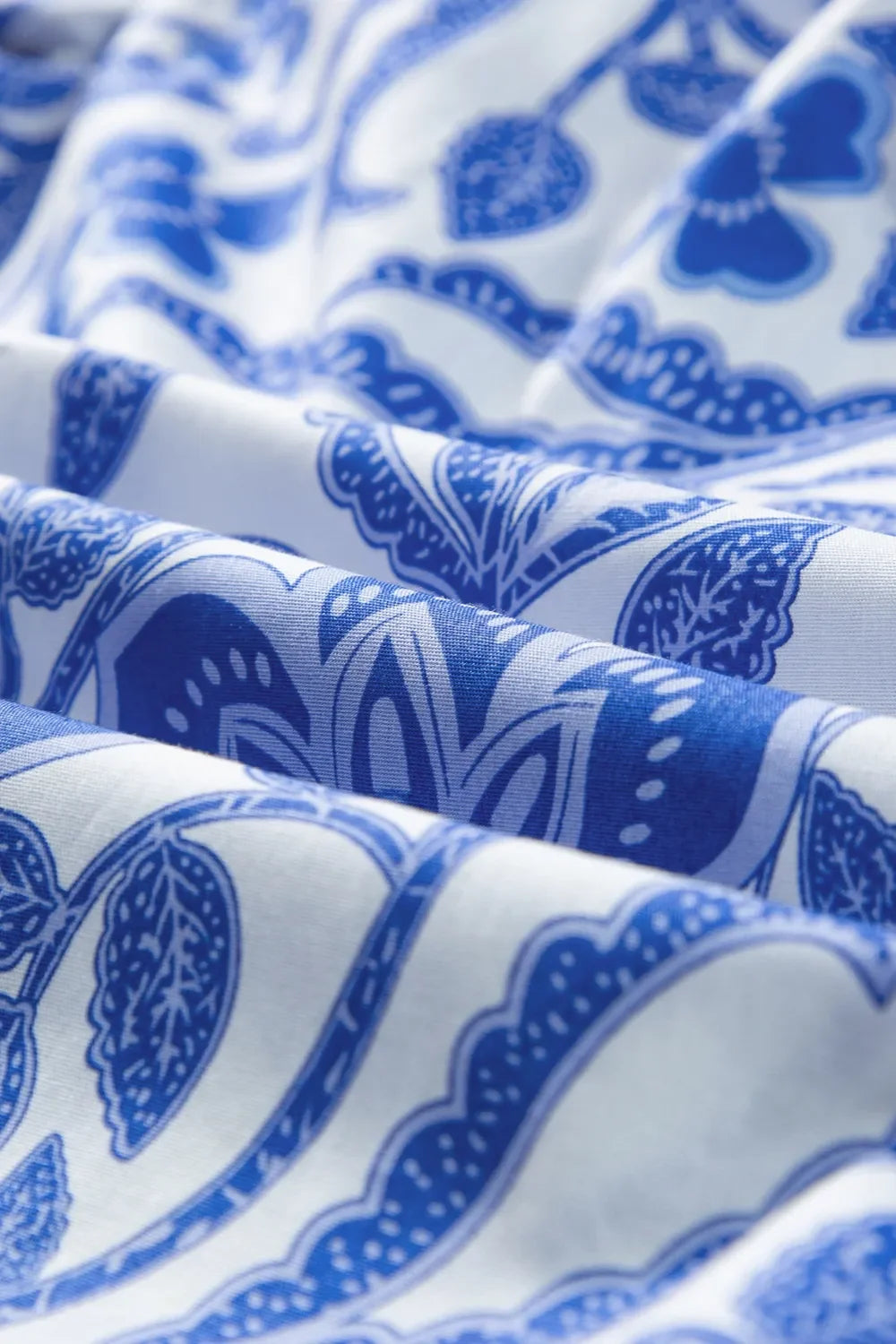 Printed Notched Half Sleeve Cotton Blouse - Southern Shores Clothing