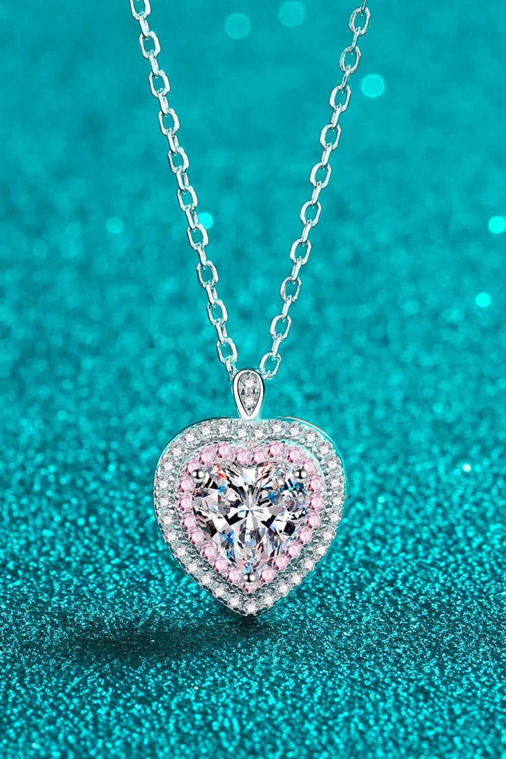 Sterling Silver 1 Carat Moissanite Heart Pendant Necklace - Southern Shores Clothing