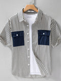 Plus Size Striped Cotton Button-Up Shirt - Southern Shores Clothing