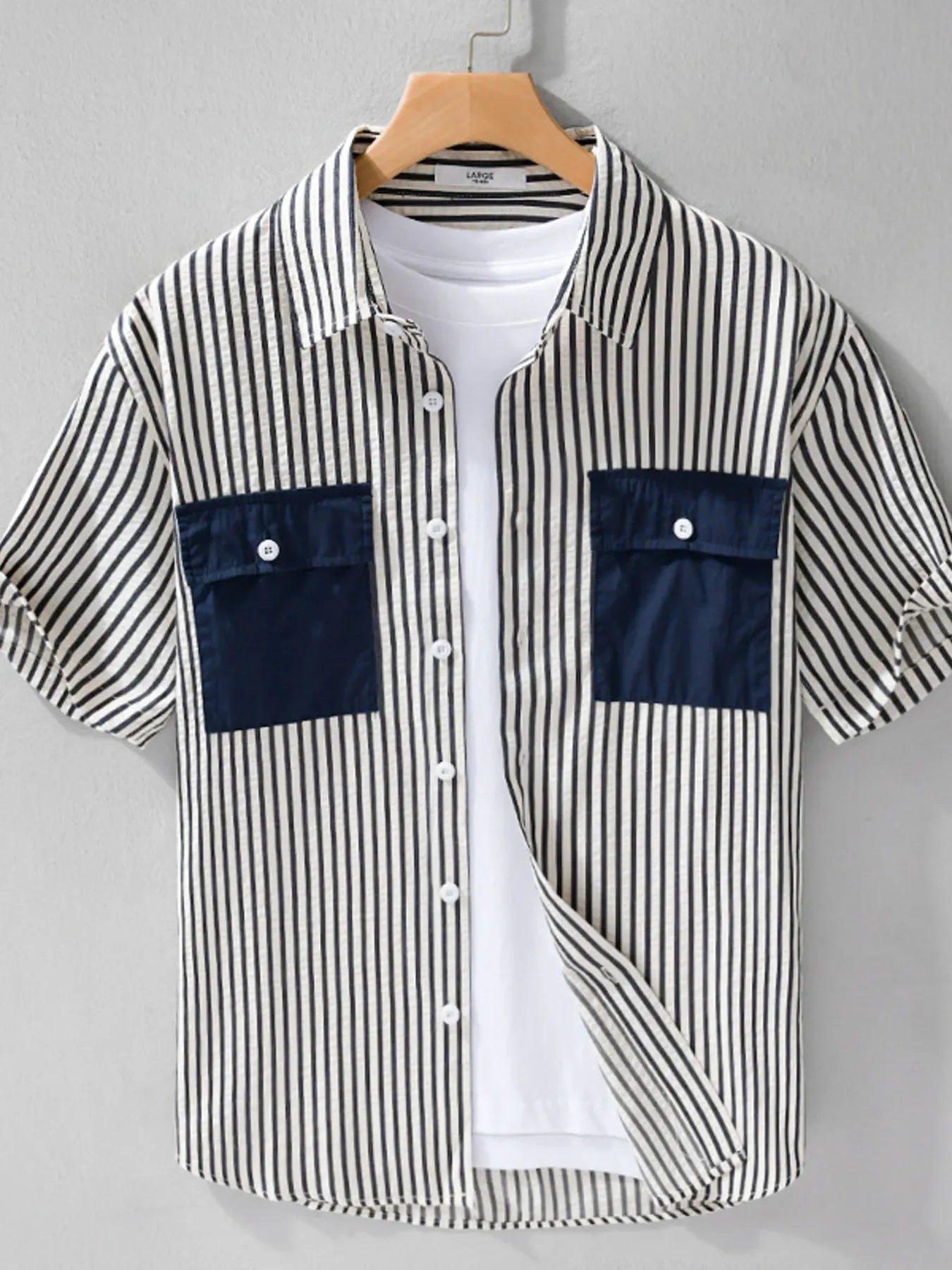 Plus Size Striped Cotton Button-Up Shirt - Southern Shores Clothing
