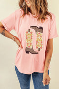 Boot Graphic Round Neck Short Sleeve T Shirt - Southern Shores Clothing