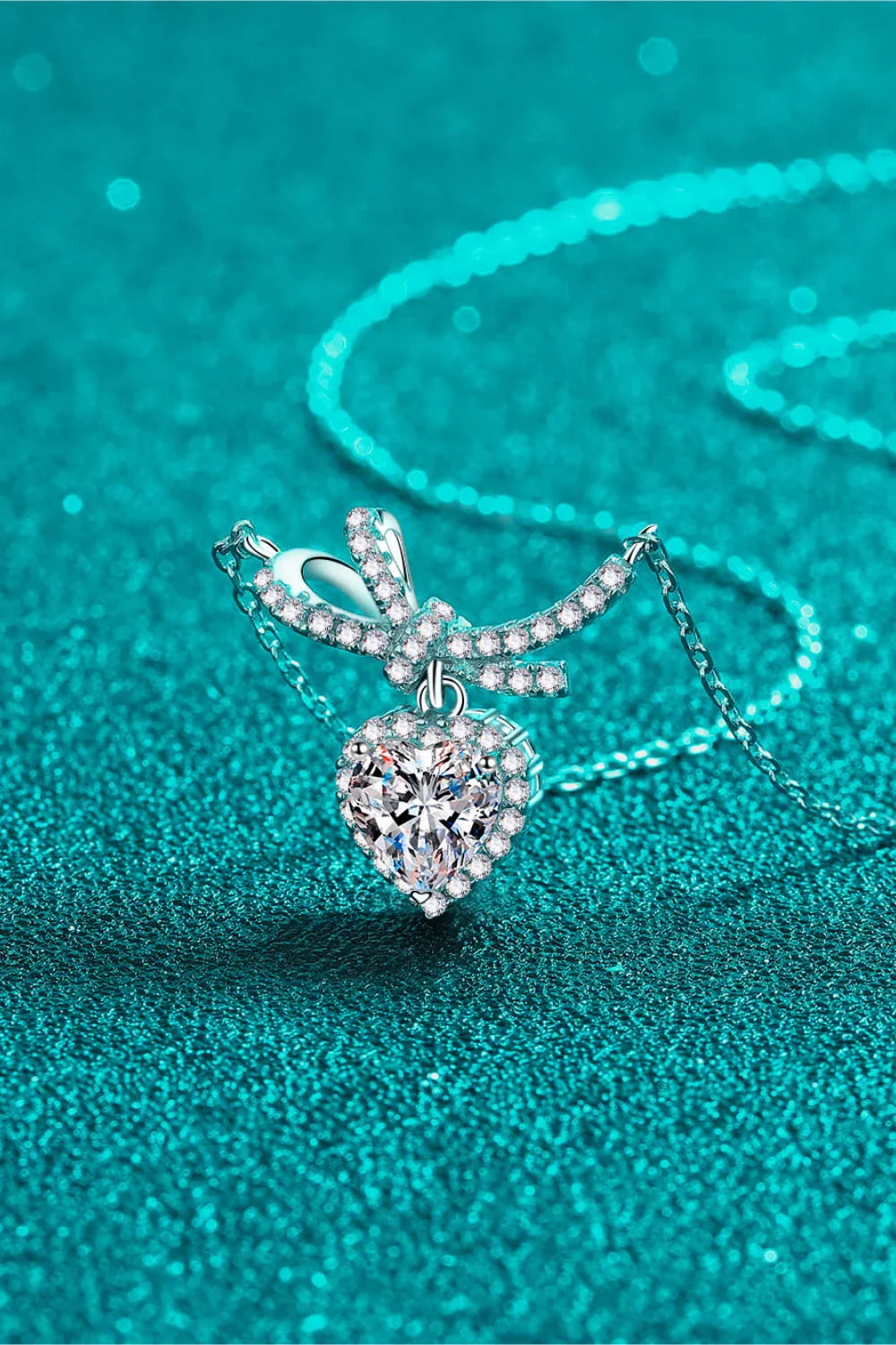 Moissanite Heart Pendant Necklace Sterling Silver - Southern Shores Clothing