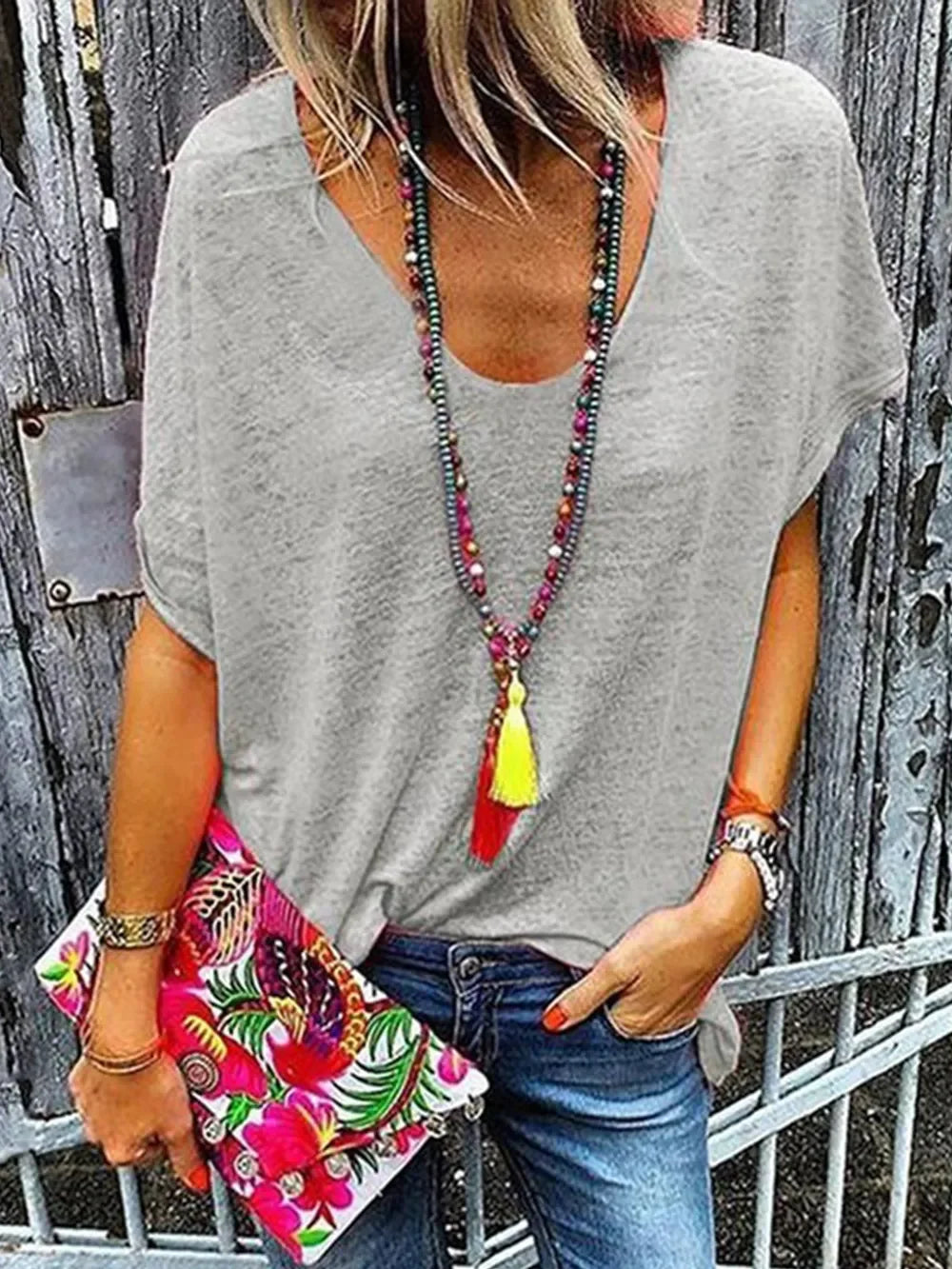 Full Size Scoop Neck Short Sleeve T-Shirt - Southern Shores Clothing